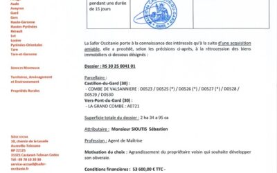 AVIS DE RÉTROCESSION