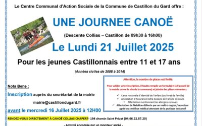 JOURNÉE CANOË OFFERTE PAR LE CCAS
