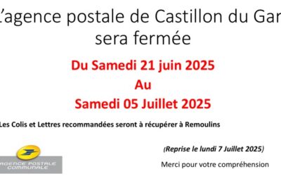FERMETURE DE LA POSTE POUR CONGÉS