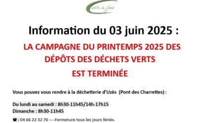 FIN DE CAMPAGNE DE COLLECTE DE DÉCHETS VERTS