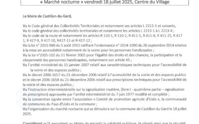 Arrêté de stationnement et de circulation pour le marché nocturne du 18 juillet 2025