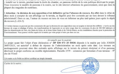 Récépissé dépôt DP 030 073 2500036