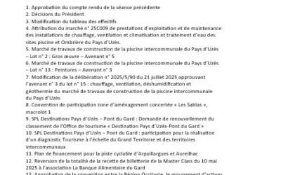 Ordre du jour du conseil communautaire du 15 09 2025