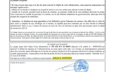 Récépissé dépôt DP 030 073 25 00039