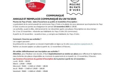 OUVERTURE DE LA PISCINE PAYS D’UZÈS