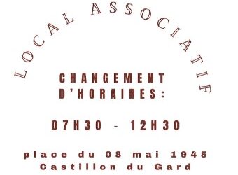 Changement d’horaire d’ouverture du local associatif
